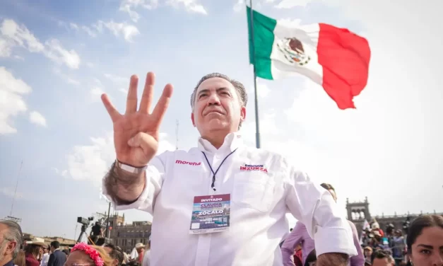 ENRIQUE INZUNZA ACOMPAÑA A CLAUDIA SHEINBAUM EN EL ZÓCALO EN SU INICIO DE CAMPAÑA