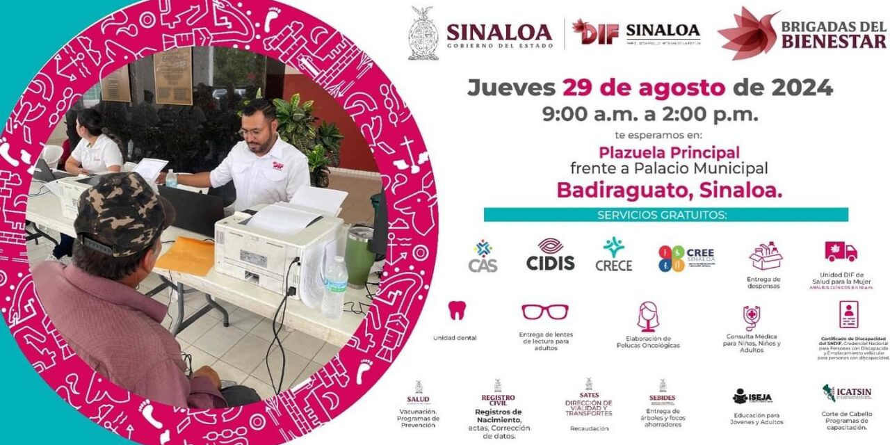 EL SISTEMA DIF SINALOA LLEVARÁ LAS BRIGADAS DEL BIENESTAR A BADIRAGUATO