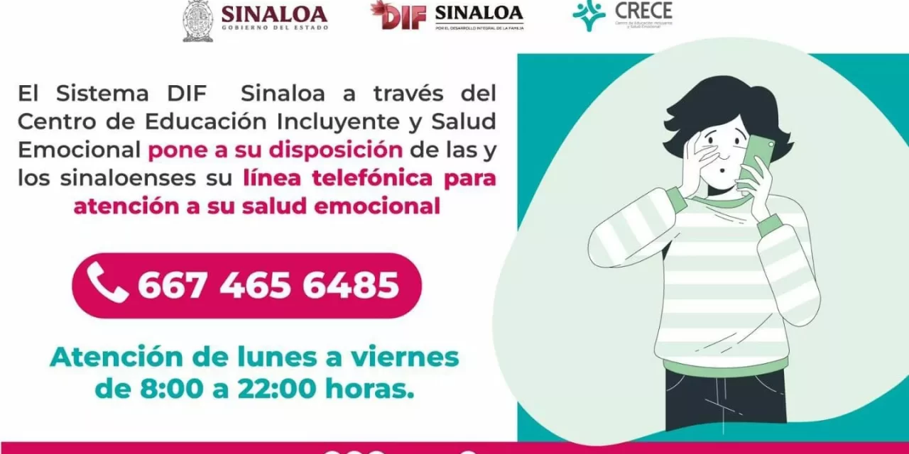 EL SISTEMA DIF SINALOA PONE A DISPOSICIÓN DE LA POBLACIÓN ATENCIONES PSICOLÓGICAS VÍA TELEFÓNICA