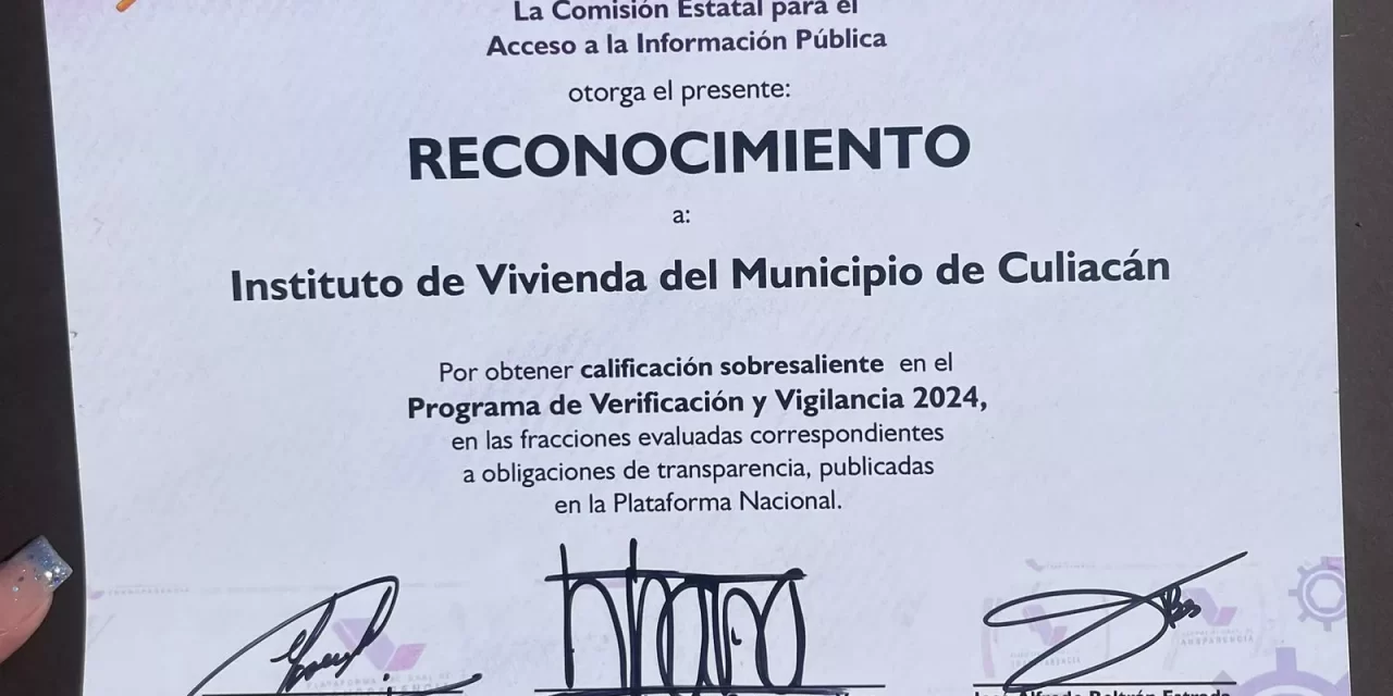 RECONOCEN AL INSTITUTO MUNICIPAL DE VIVIENDA POR LA APLICACIÓN DE MECANISMOS DE TRANSPARENCIA