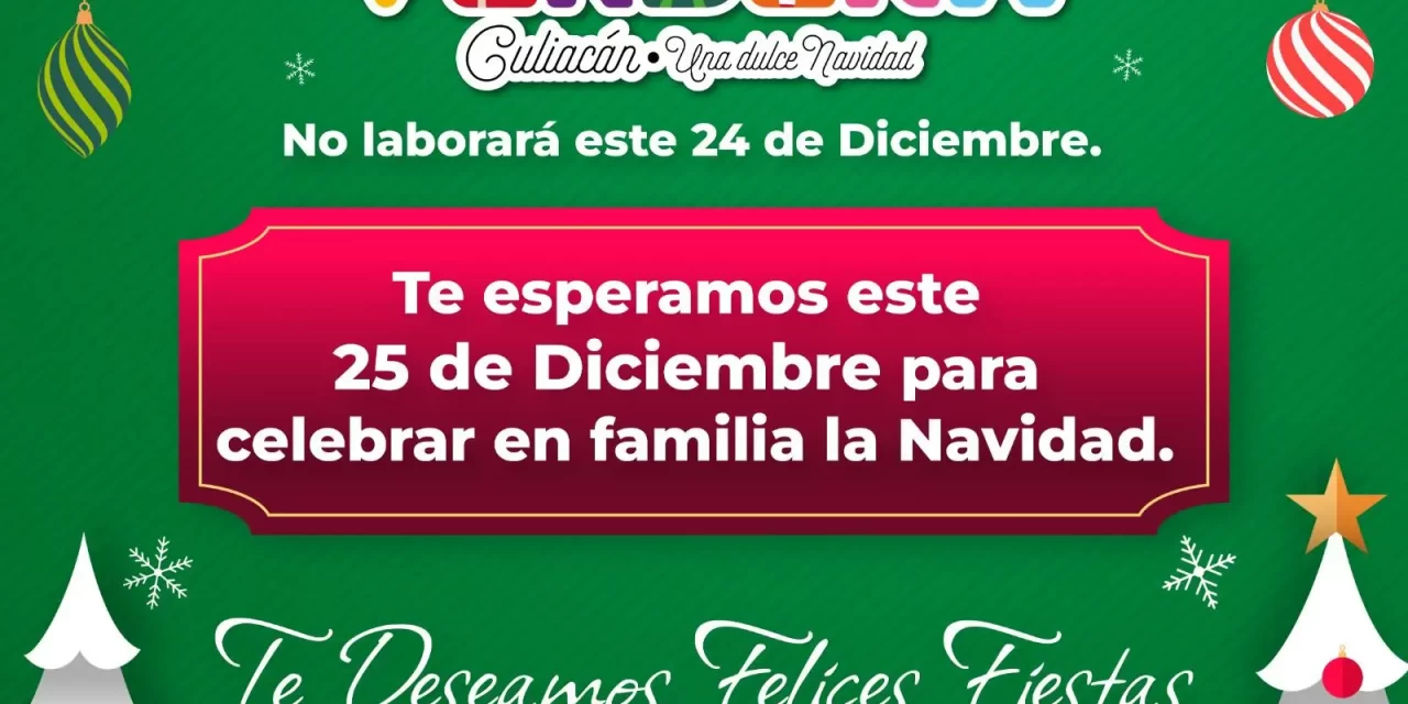 POR CELEBRACIÓN DE NOCHE BUENA, VERBENA SUSPENDE ACTIVIDADES ESTE 24 DE DICIEMBRE