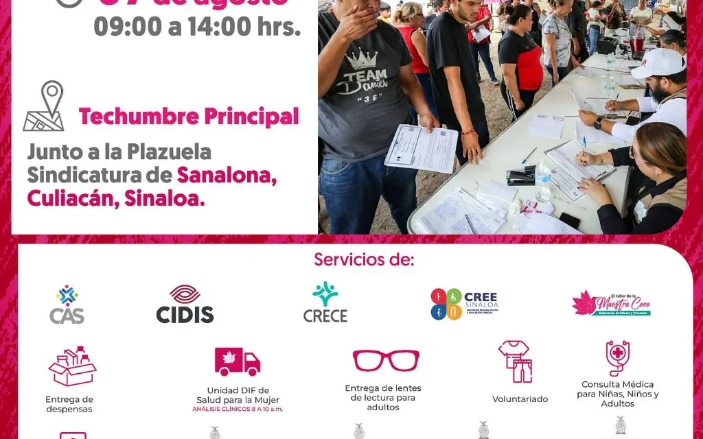 EL JUEVES 07 DE AGOSTO, LAS BRIGADAS DEL BIENESTAR DE DIF SINALOA ESTARÁN EN LA SINDICATURA DE SANALONA