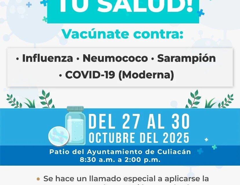 INVITAN A LA CIUDADANÍA A APLICARSE VACUNAS CONTRA LA INFLUENZA, NEUMOCOCO, COVID-19 Y SARAMPIÓN