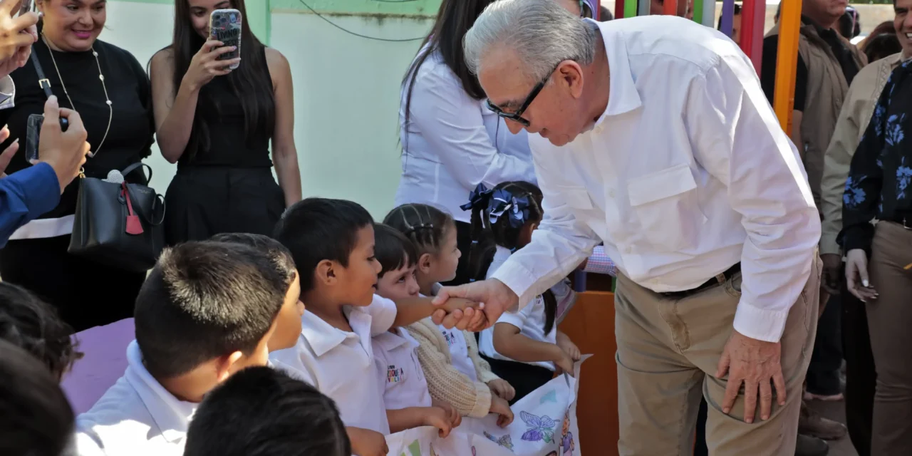 ENTREGA GOBERNADOR ROCHA MOYA NUEVAS DE AULAS EN JARDÍN DE NIÑOS EN BADIRAGUATO