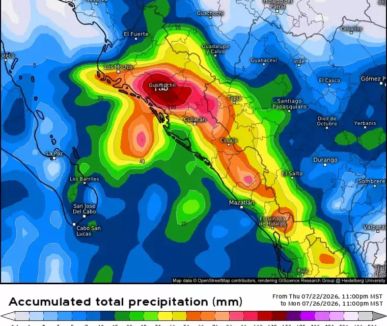 PREVÉ PROTECCIÓN CIVIL SINALOA INCREMENTO DE LLUVIAS DE FUERTES A INTENSAS DURANTE EL FIN DE SEMANA